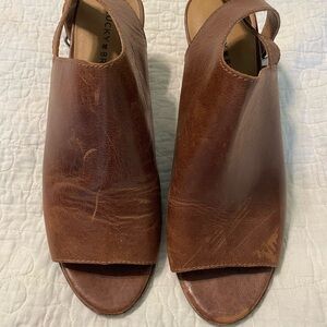 Brown Leather Mules with Distressed Finish